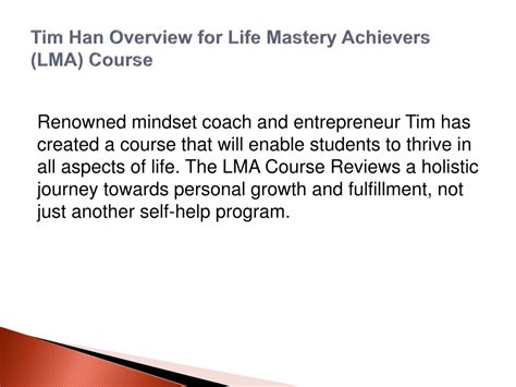 lma course tim han|LMA — Life Mastery Achievers Course with Tim Han .